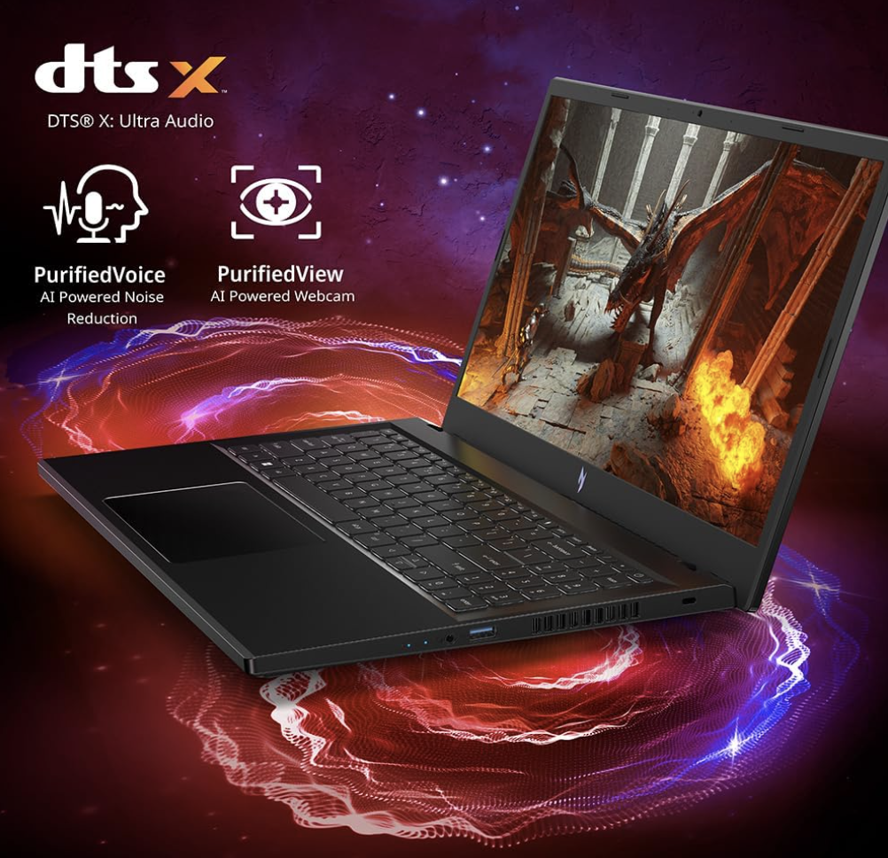 Acer Nitro 5 with DTS:X Ultra Audio, AI noise reduction, and AI-powered webcam features
