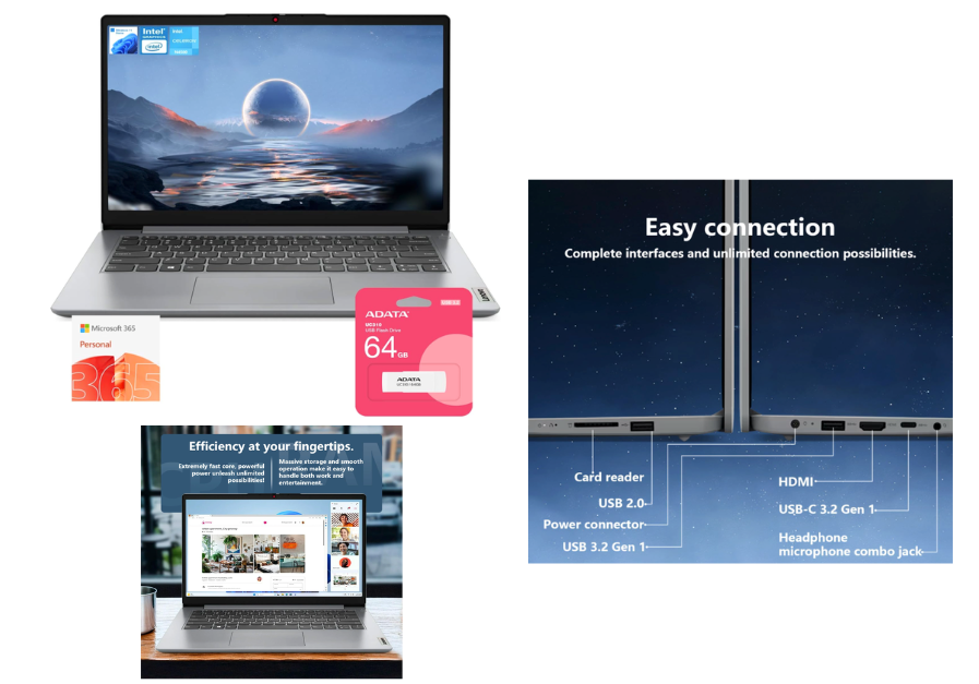 The Lenovo IdeaPad 1 laptop highlighting its student-focused design and tactile keyboard during the PluggedInPicks productivity audit.