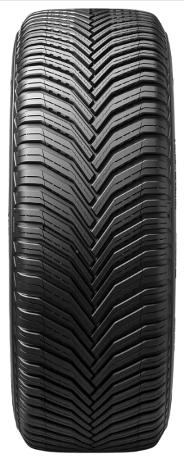 Front-facing view of the MICHELIN CrossClimate2 tread pattern highlighting its directional design for all-season traction.