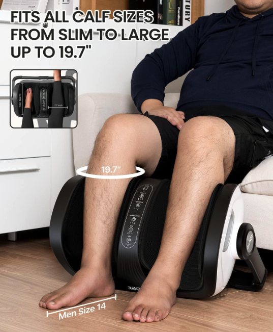 RENPHO foot and calf massager fitting large calves and feet up to men size 14