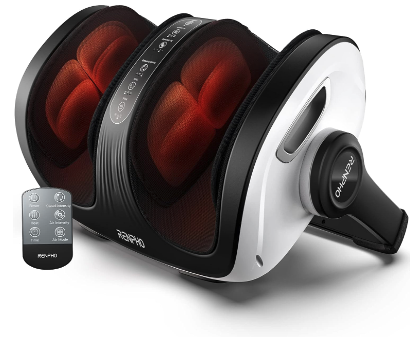 RENPHO shiatsu foot and calf massager with deep kneading nodes and remote control
